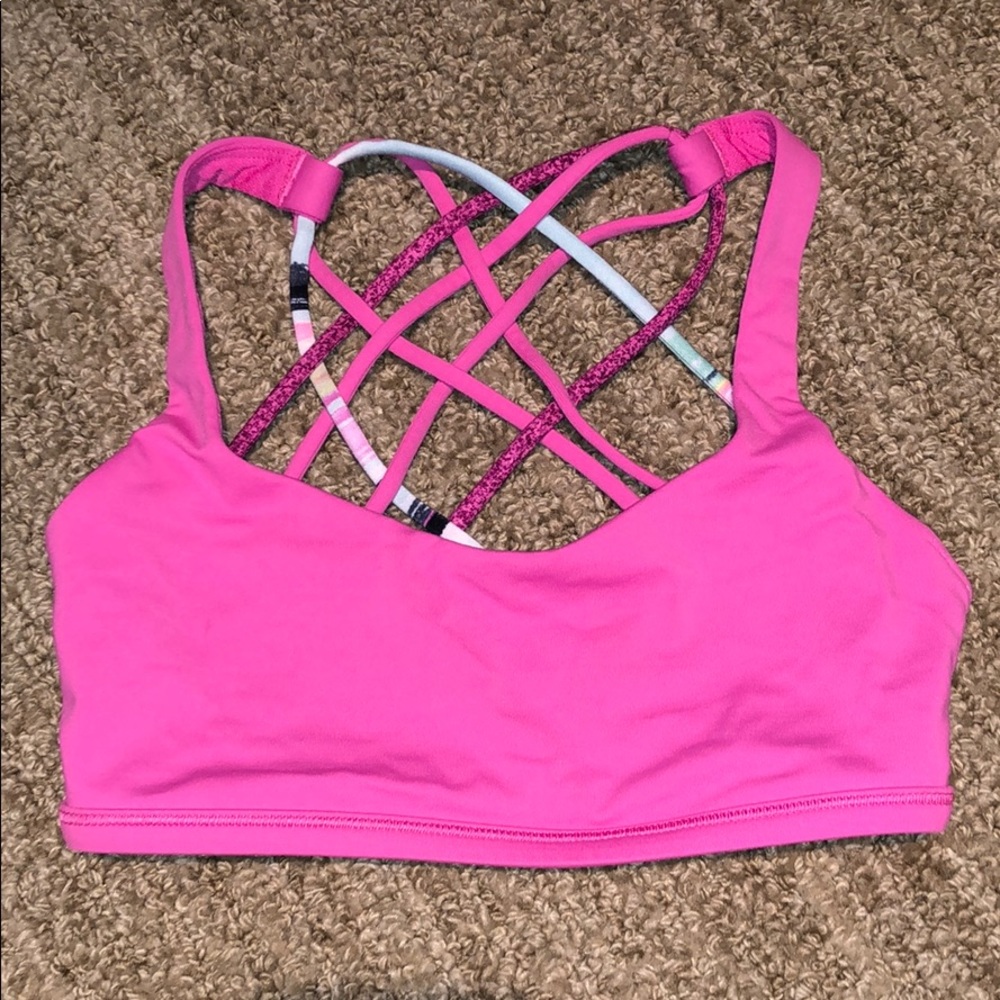free to be wild pink lululemon sports bra